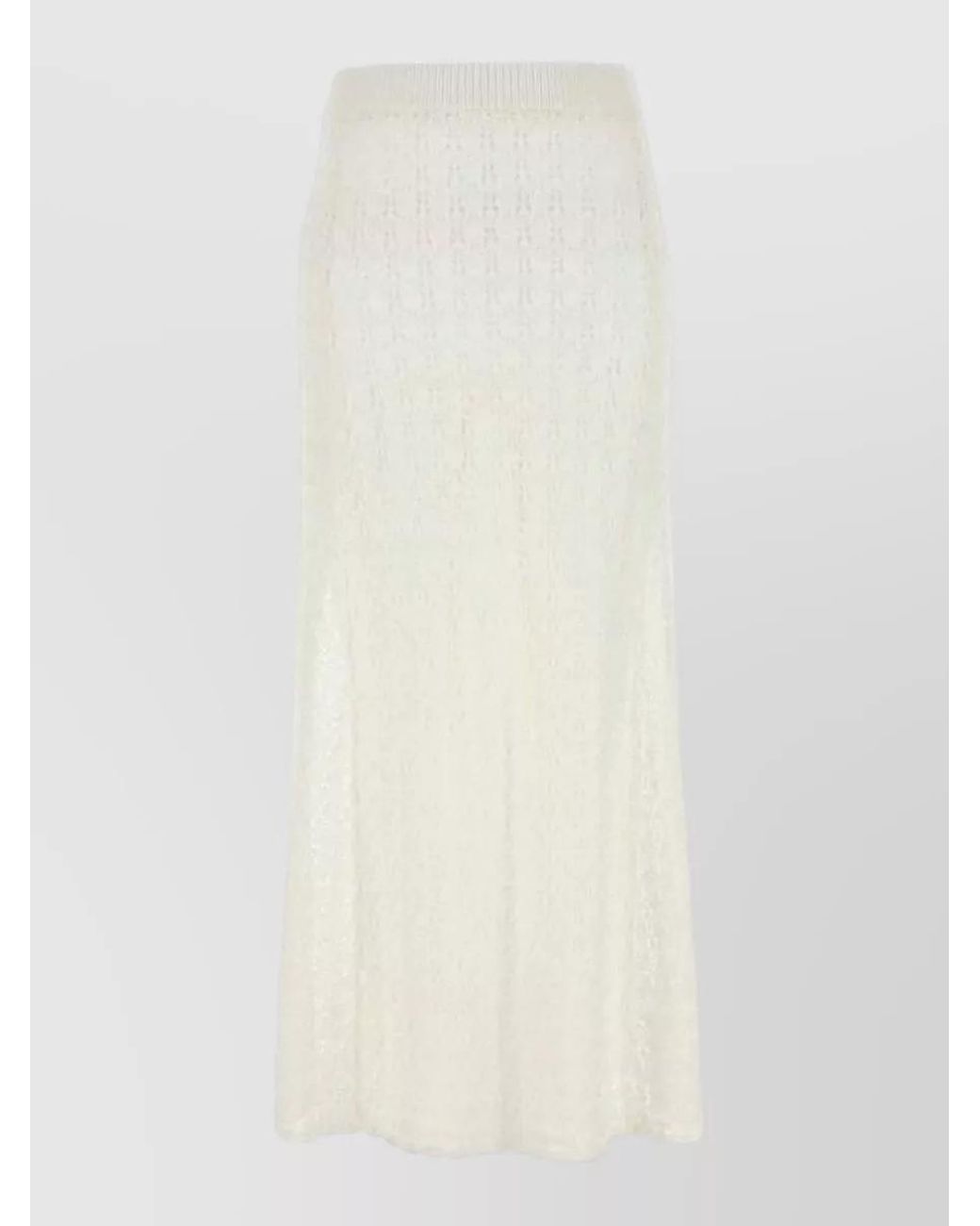 Ganni White Crochet Knit Maxi Skirt