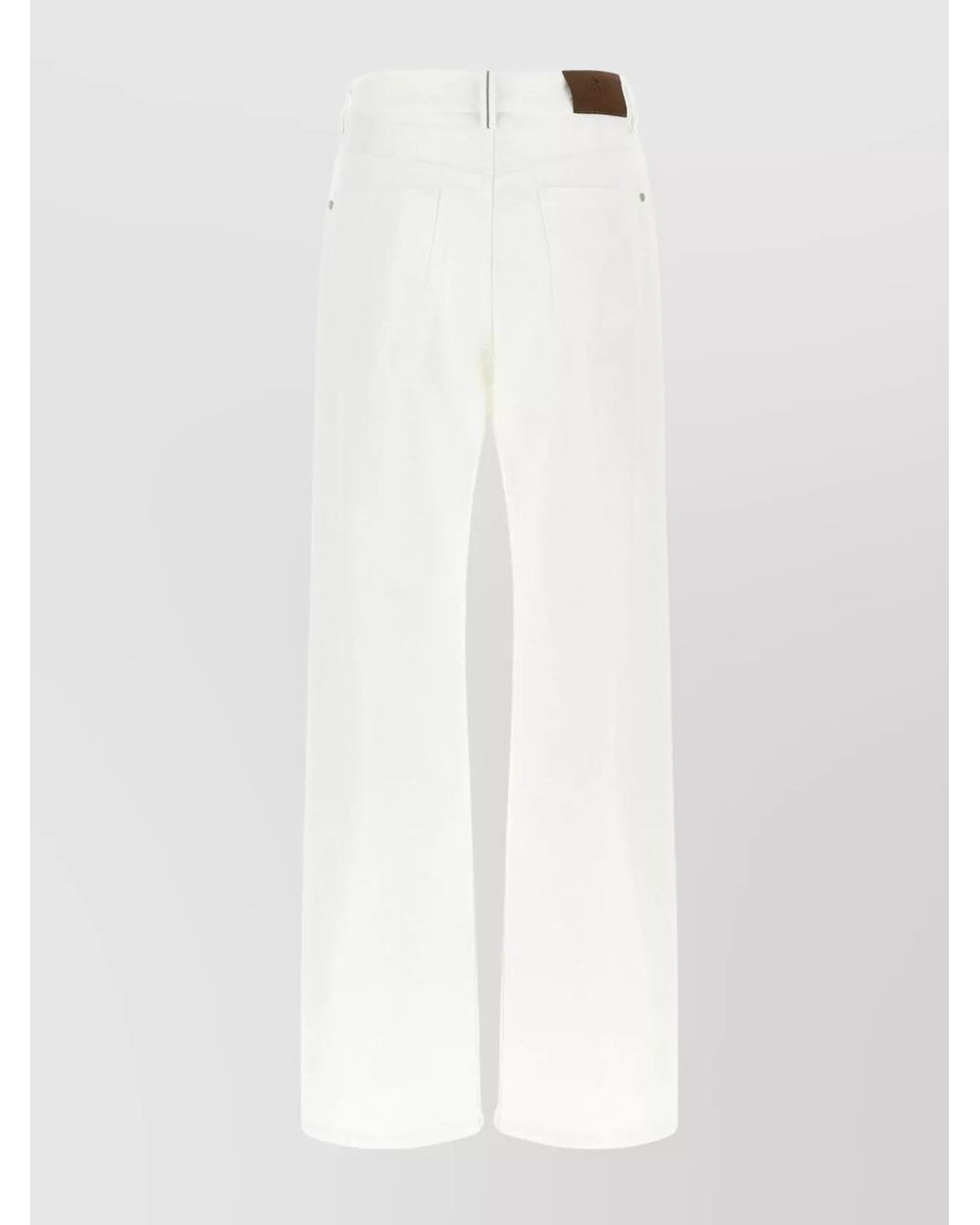 Brunello Cucinelli White Denim High-Rise Straight-Leg Jeans