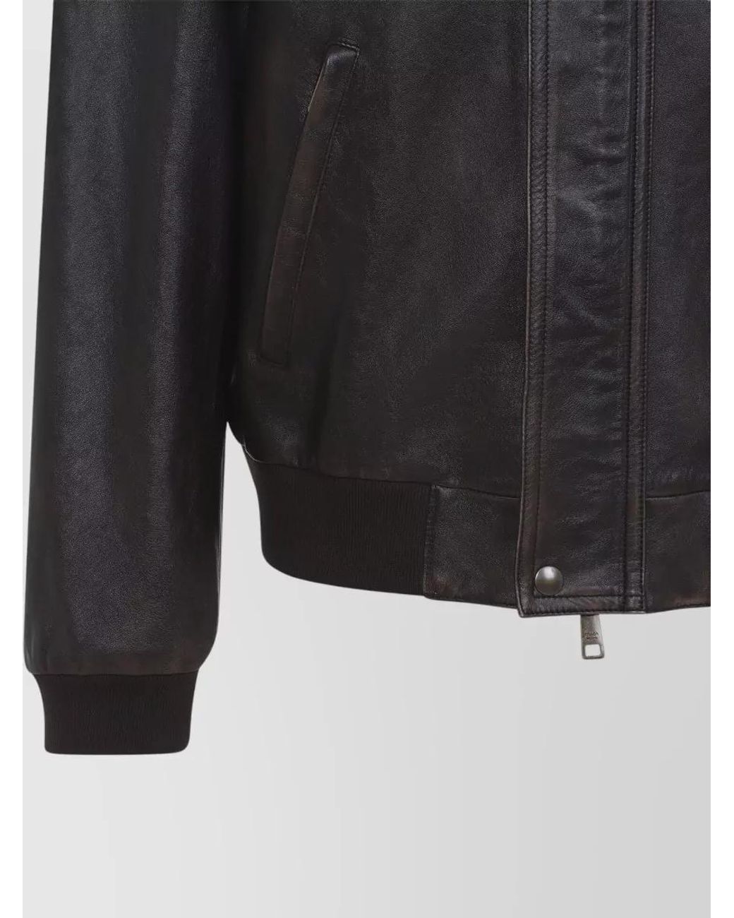 Prada Gray Lamb Leather Regular-Fit Bomber Jacket for men