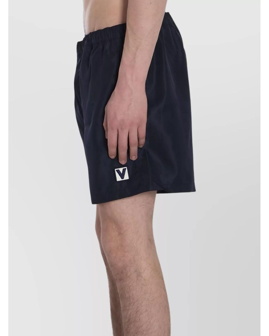 Valentino Garavani Blue Logo-Patch Swim Shorts for men