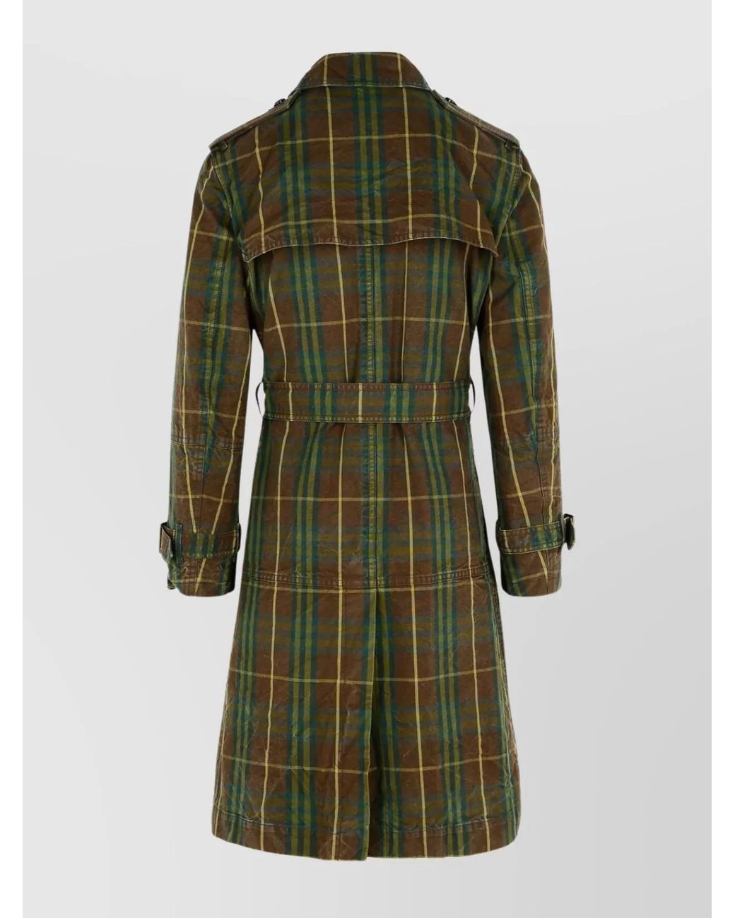 Burberry Green Cotton Double-Breasted Trench Coat for men