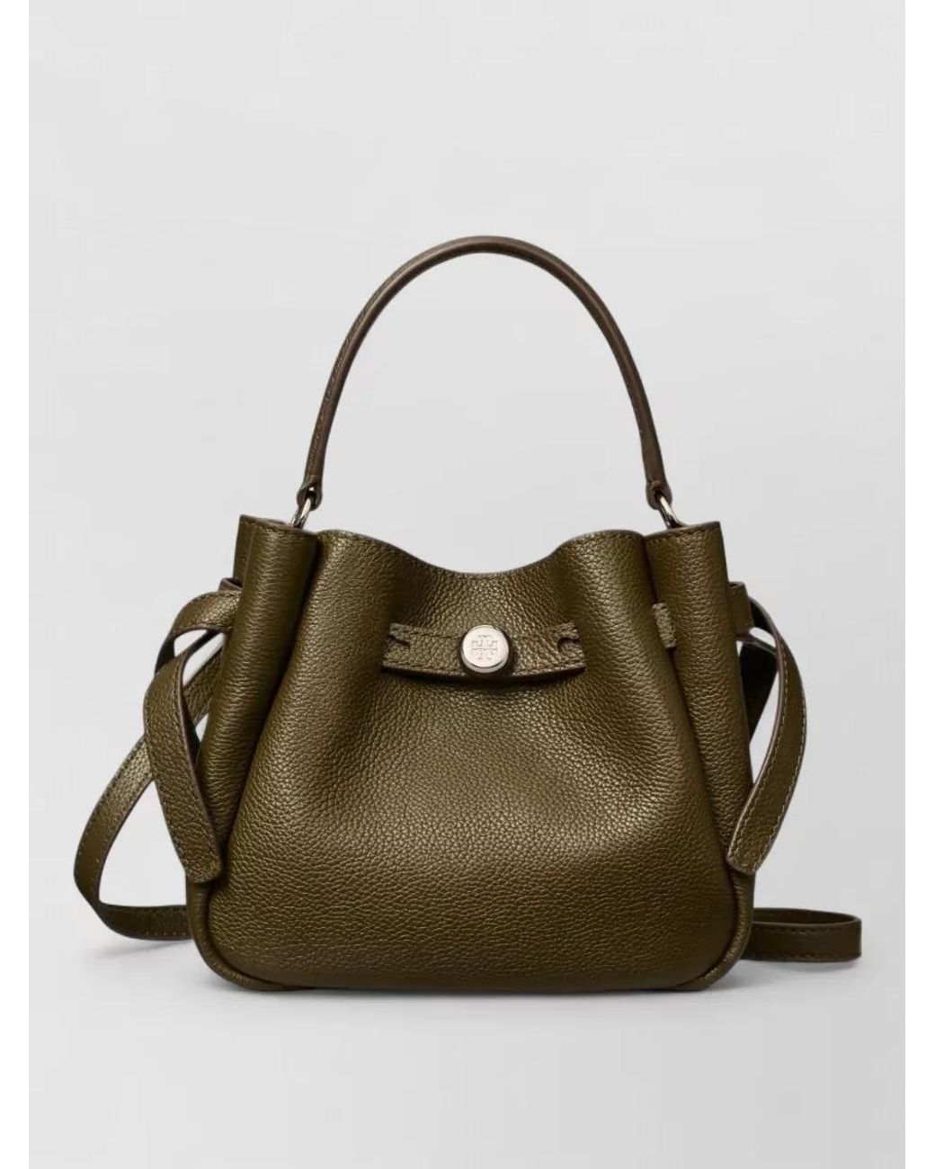 Tory Burch Green Romy Mini Leather Bucket Bag
