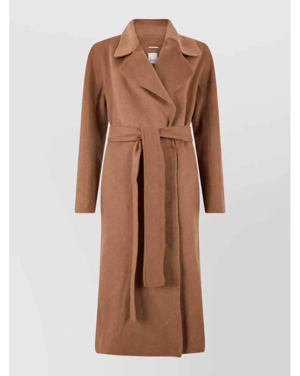 Max Mara Brown Cashmere Blend Long Double-Breasted Belted Coat