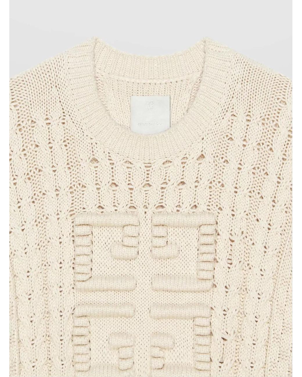 Givenchy Natural Cable-Knit Cotton Crew-Neck Sweater for men