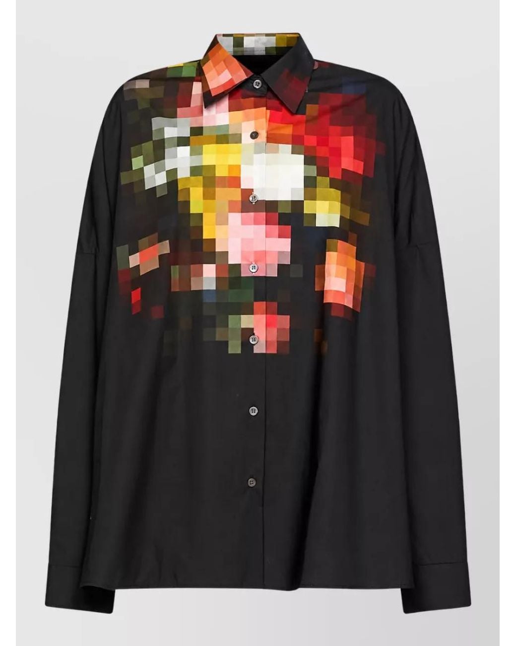 Dries Van Noten Black Cotton Oversized Printed Shirt