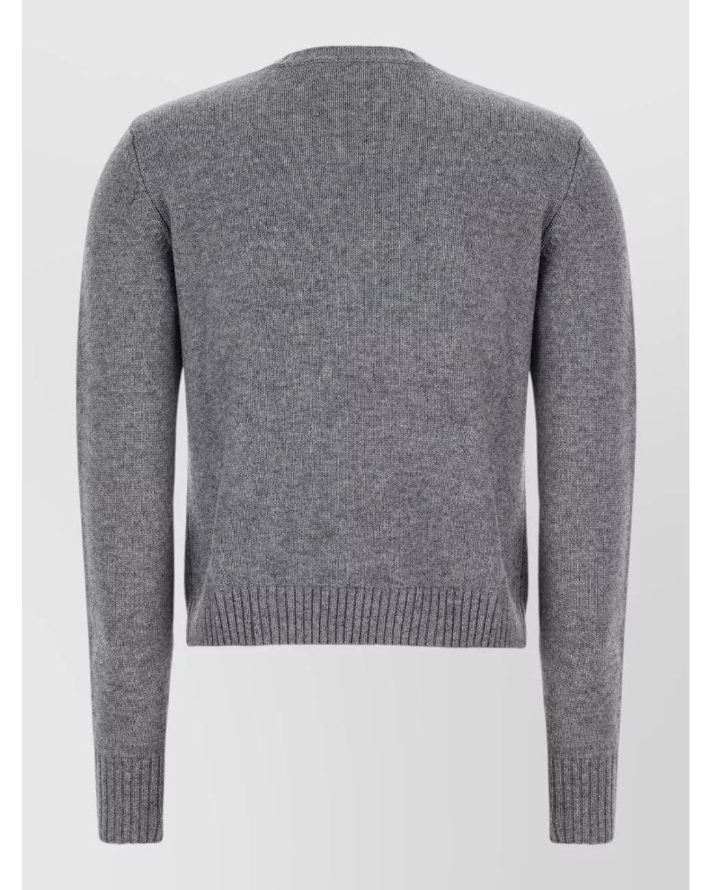 Max Mara Gray Wool Cashmere Argyle Crewneck Jumper