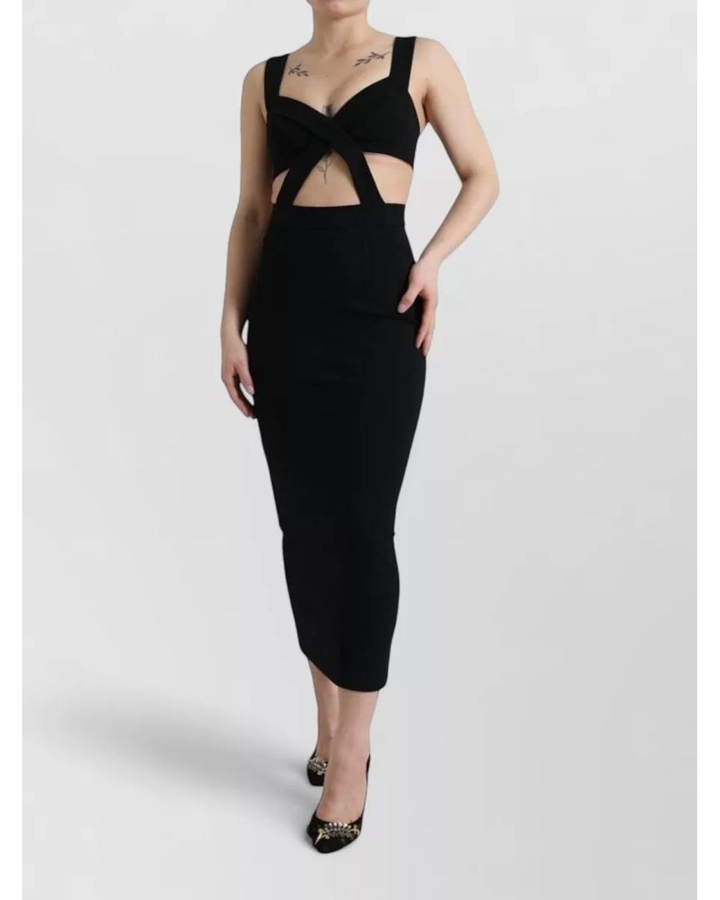 Dolce & Gabbana Black Cutout Sleeveless Bodycon Midi Dress