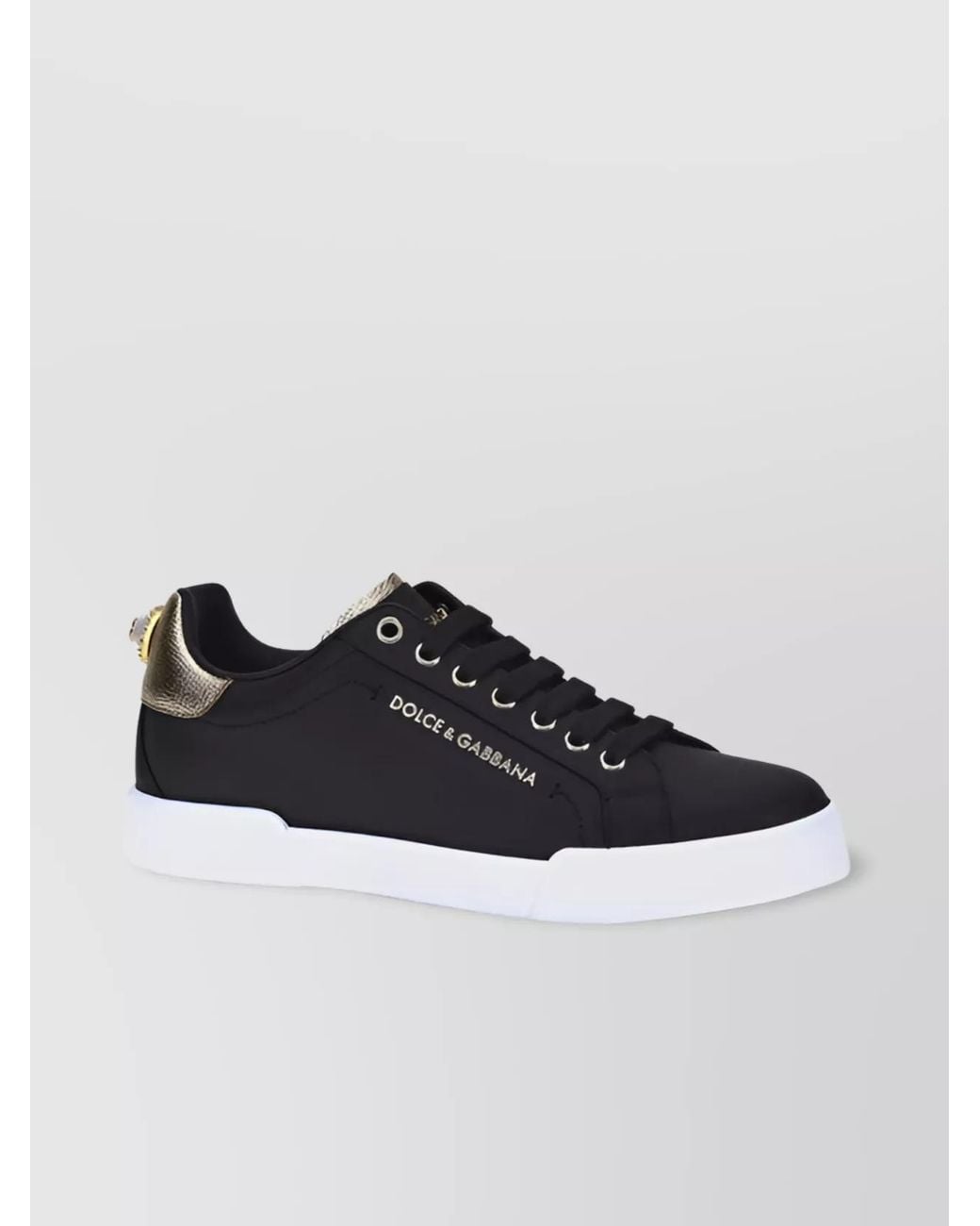 Dolce & Gabbana Black Portofino Lettering Leather Sneaker