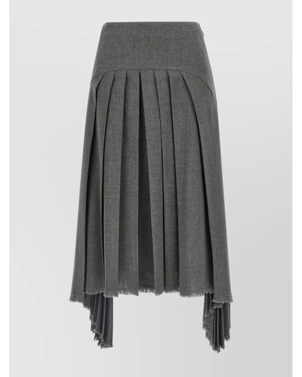 Jil Sander Gray Wool Pleated Skirt