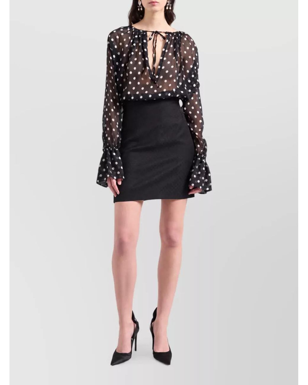 Nina Ricci Black Silk Long-Sleeve Blouse