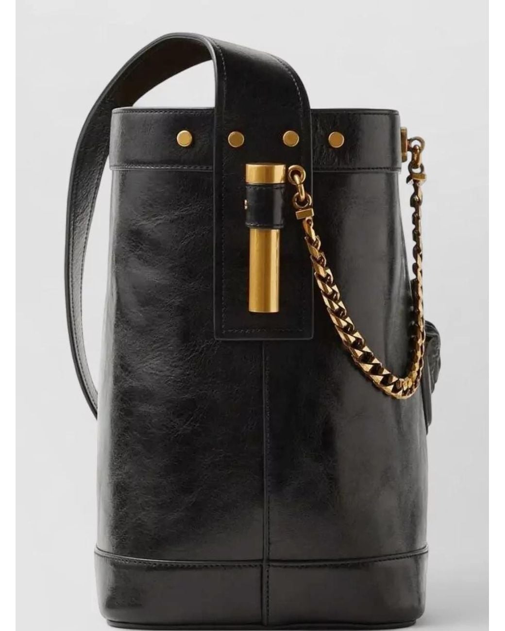 Versace Black La Medusa Small Leather Bucket Bag