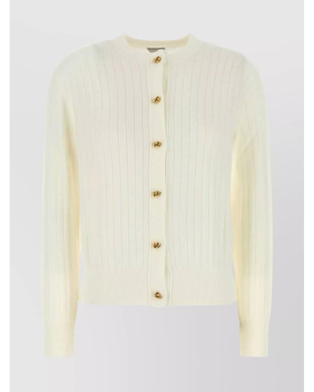 Bottega Veneta Natural Ribbed Wool Cardigan