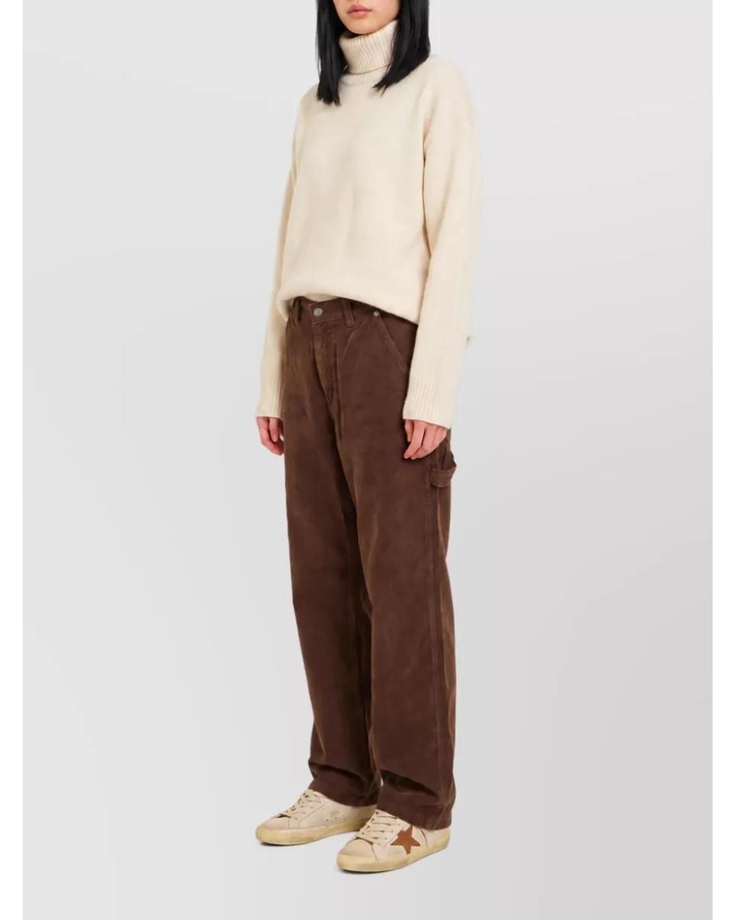 Haikure Brown Cotton Corduroy Mid-Rise Cargo Jeans