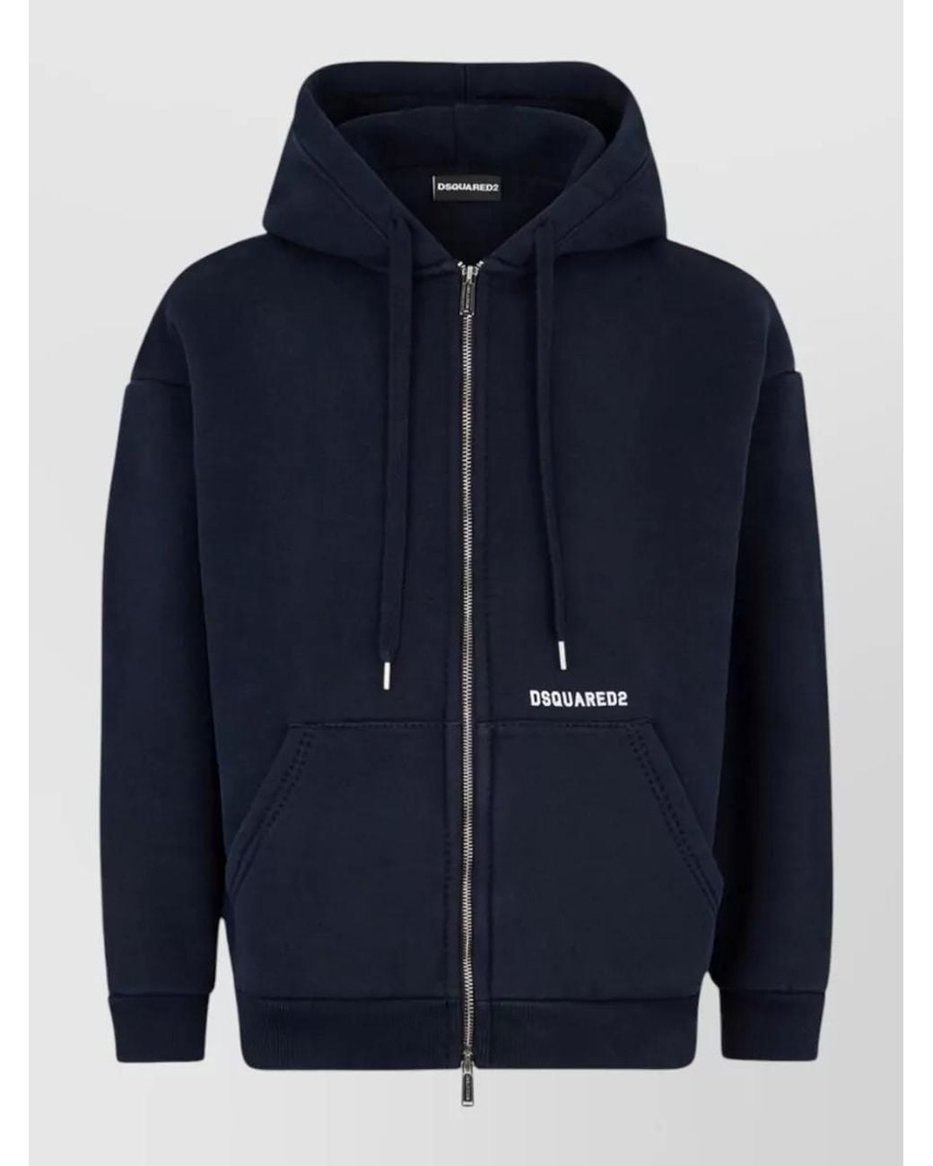 DSquared² Blue Cotton Hooded Zip Jacket for men