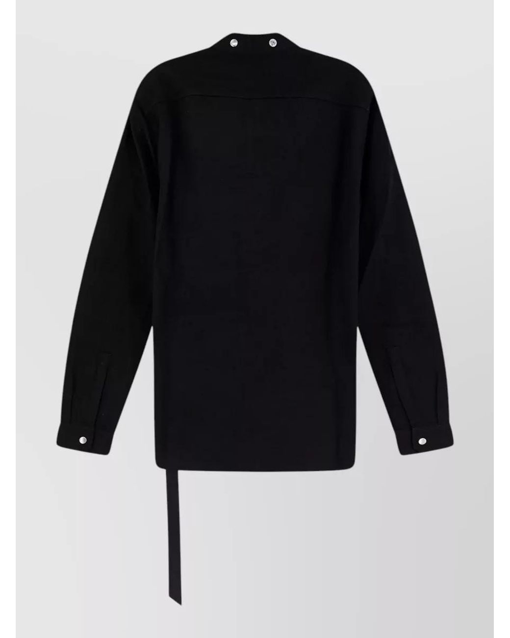 Rick Owens Black Cotton V-Neck Shirt Jacket for men