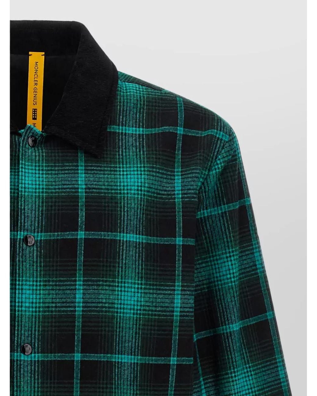 Moncler Genius Green Reversible Checked Single Breasted Coat for men