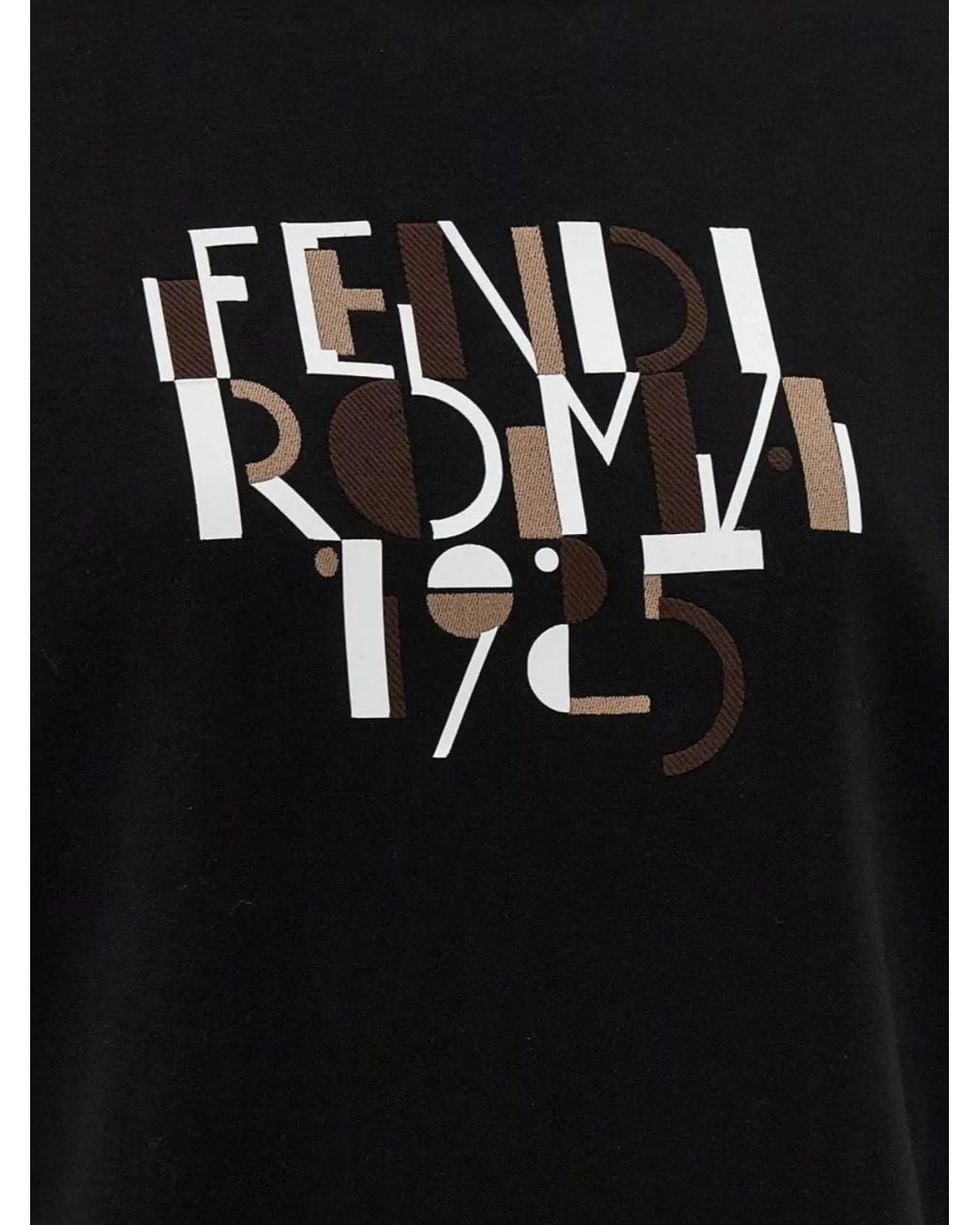 Fendi Black Logo-Print Cotton Hoodie