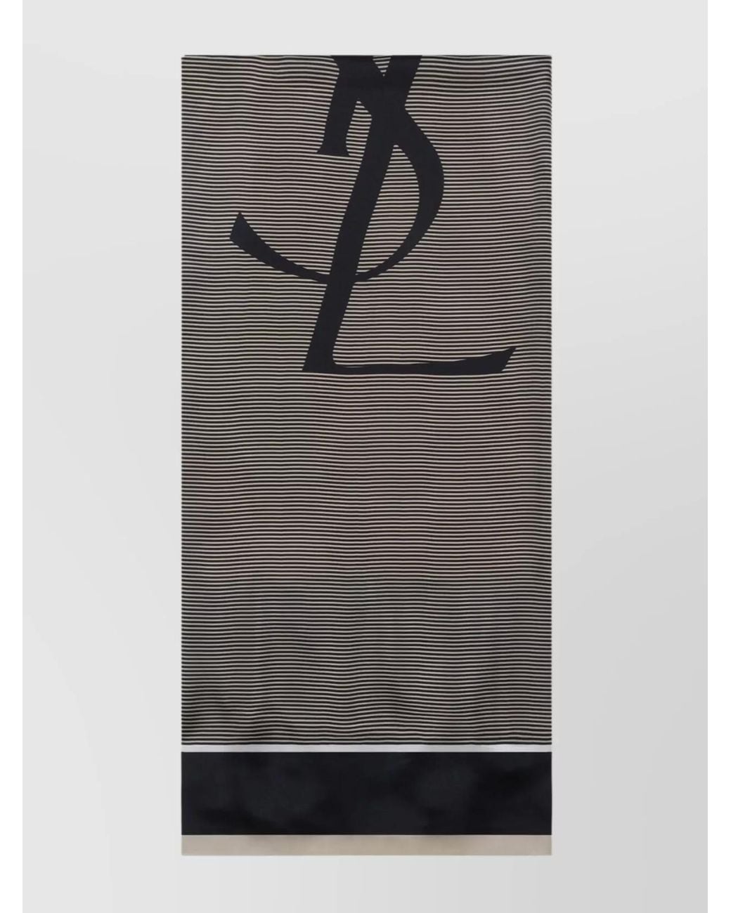 Saint Laurent Gray Silk Striped Semi-Sheer Scarf for men