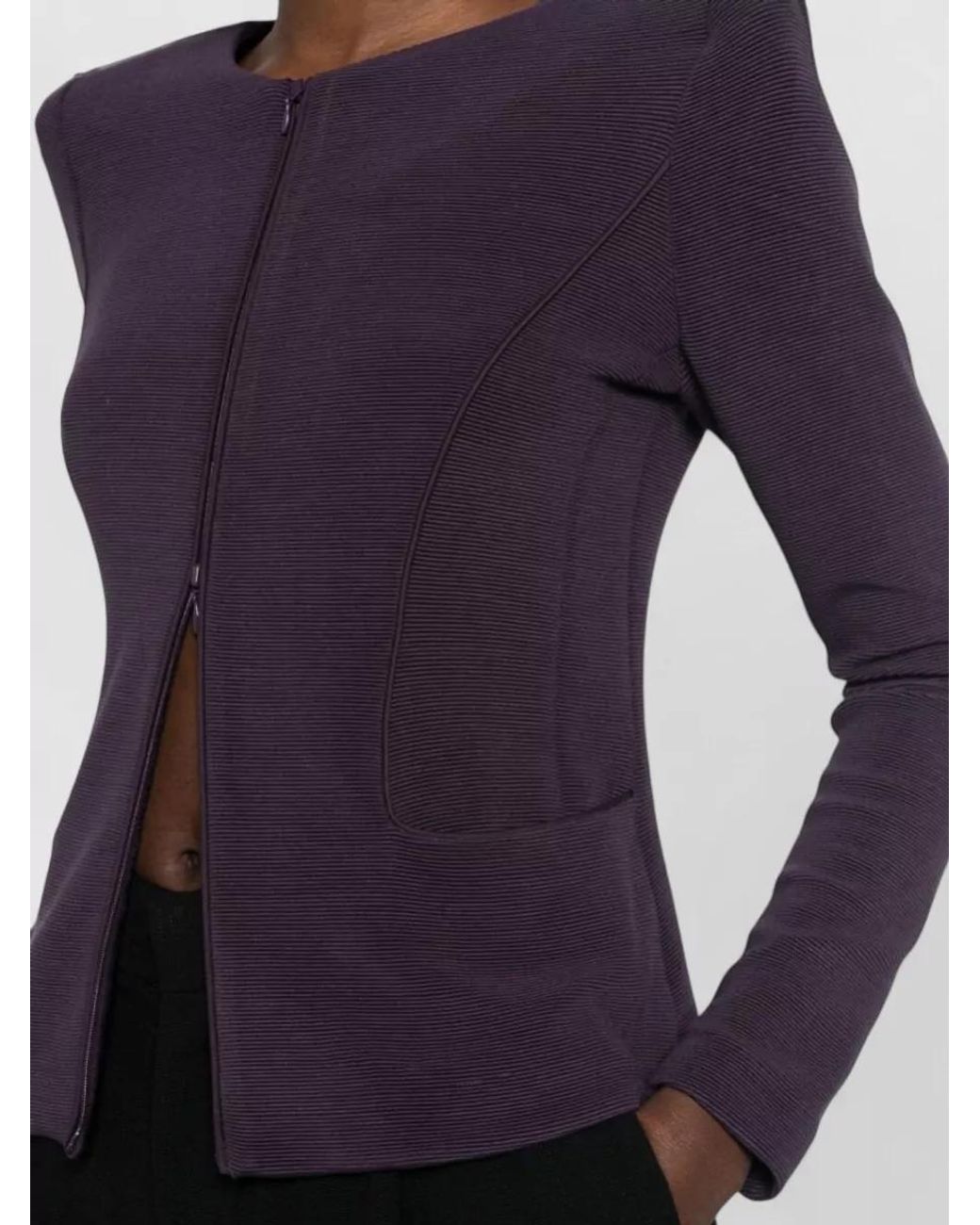Emporio Armani Blue Ribbed Slim-Fit Zip-Up Jacket