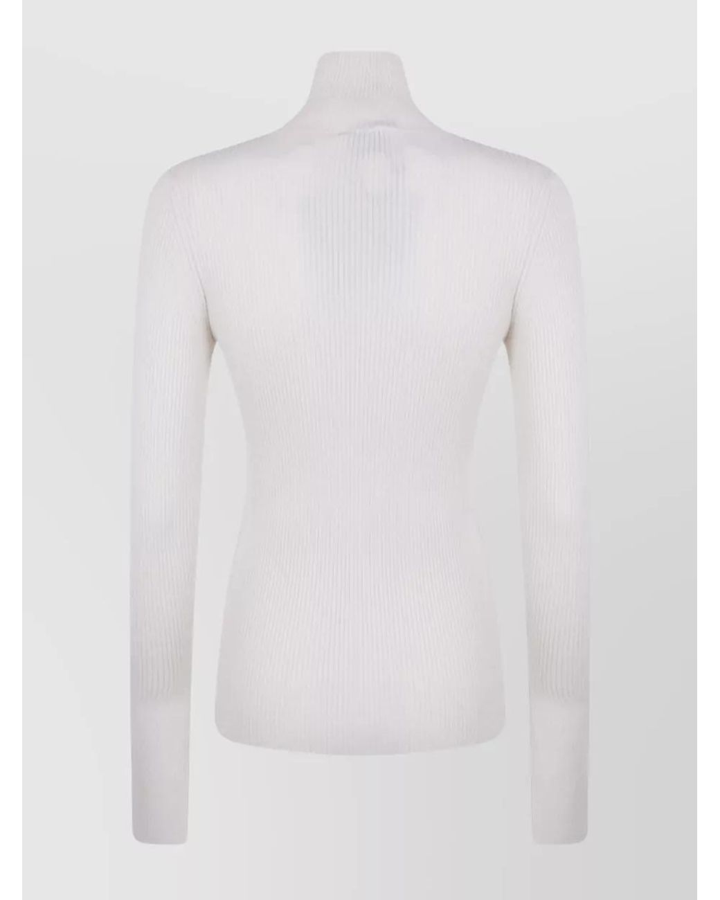 Patou White Ribbed Turtleneck Jumper