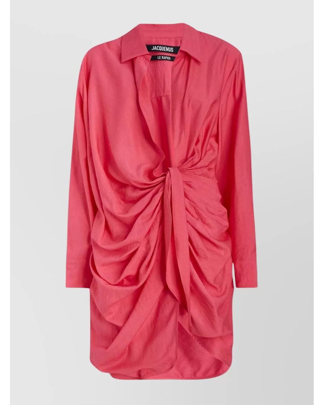 Jacquemus Pink Textured Draped Shirt Dress