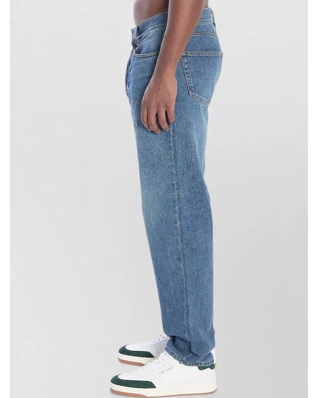 Saint Laurent Blue Denim Mid-Rise Straight-Leg Trousers for men
