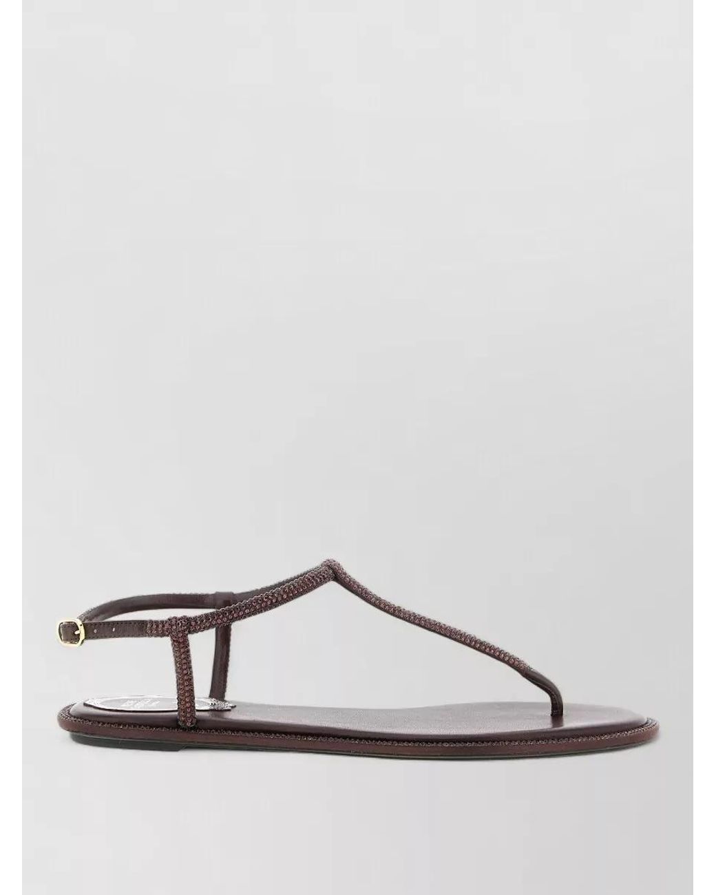 Rene Caovilla Multicolor Rhinestone Embellished Leather Flip Flop Sandals
