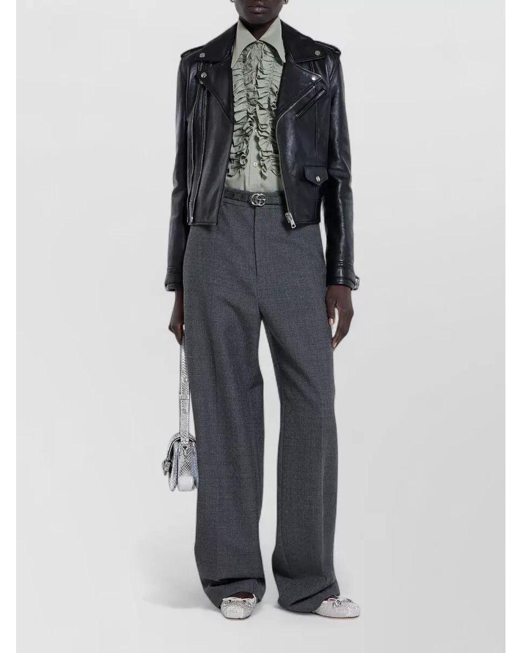 Gucci Gray Leather Reversible Thin Belt