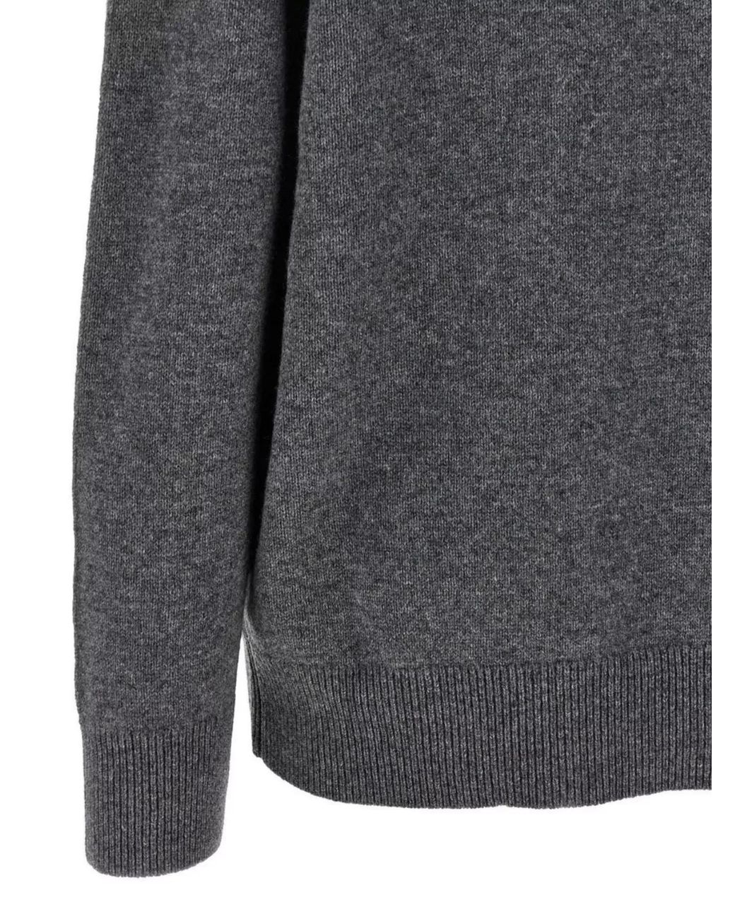 Jil Sander Gray V-Neck Cashmere Blend Sweater