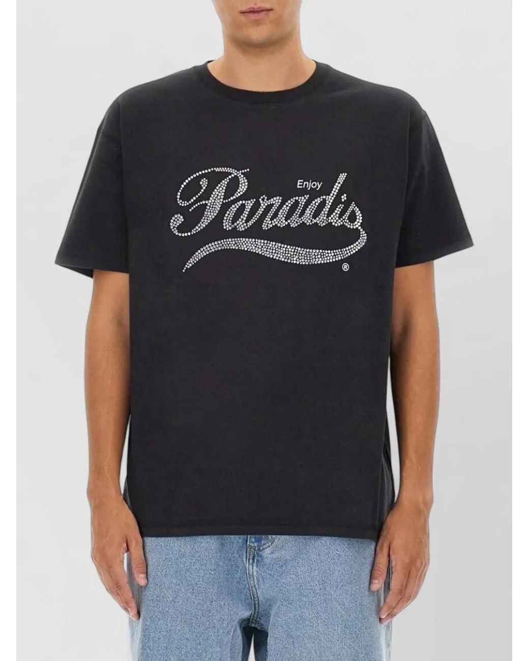 3.PARADIS Blue Cotton T-Shirt for men