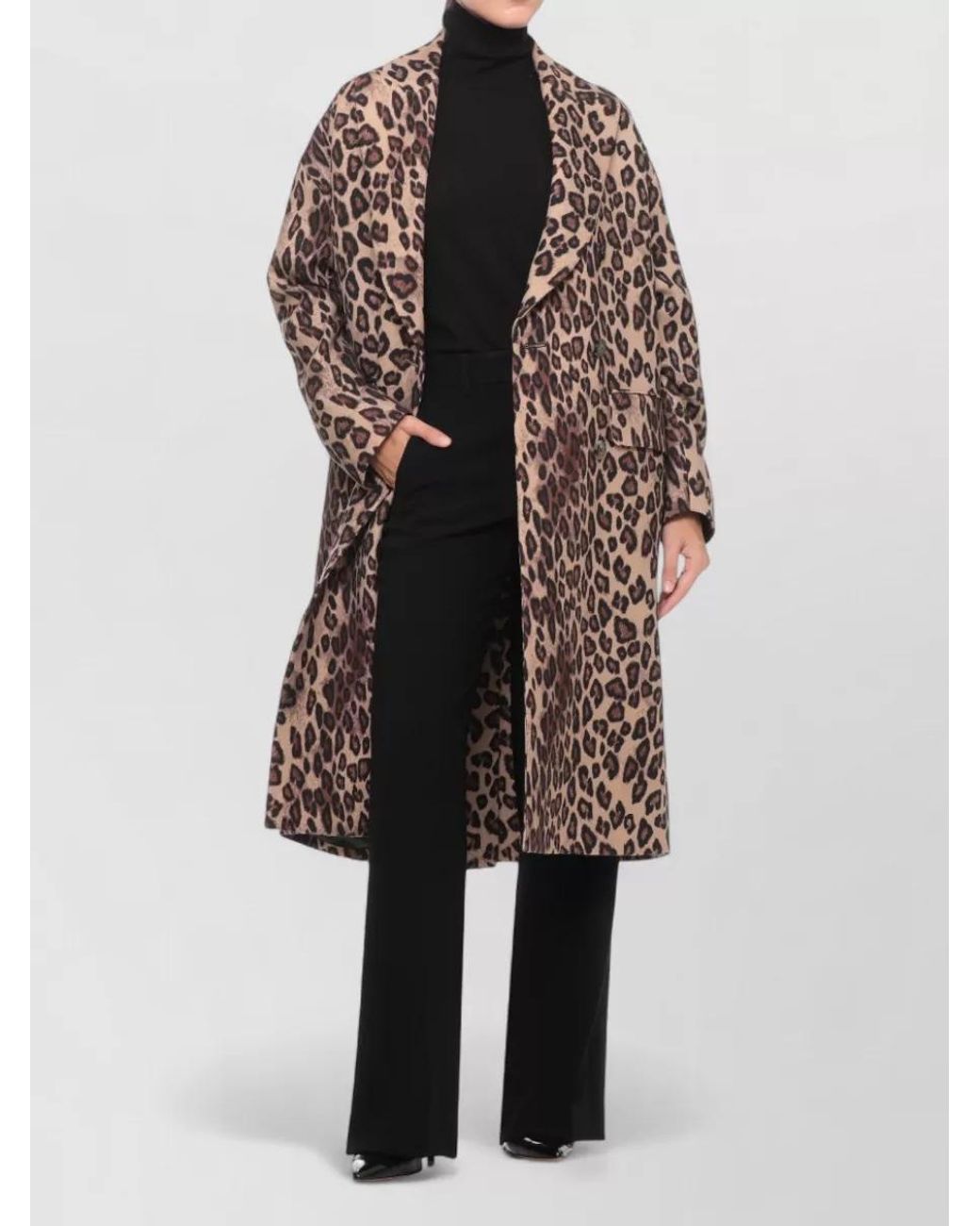 Alberto Biani Multicolor Virgin Wool Animal Print Long Coat