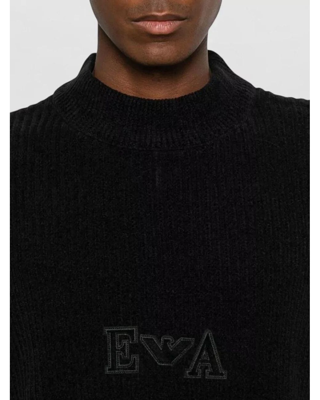Emporio Armani Black Ribbed High Neck Sweater for men