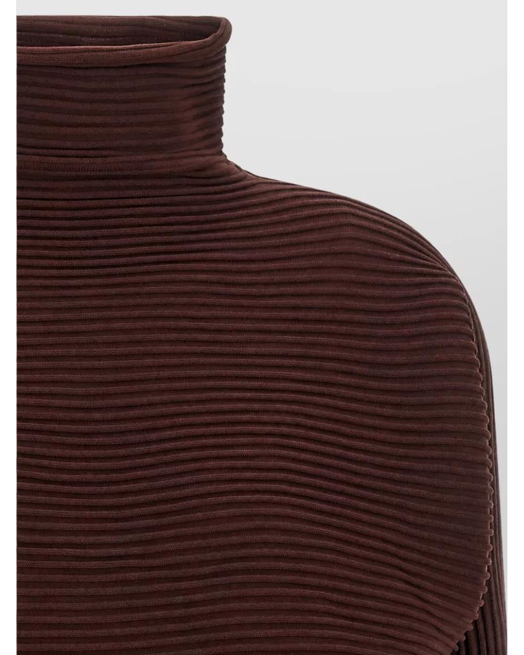 Pleats Please Issey Miyake Brown Ribbed High Neck Jumper