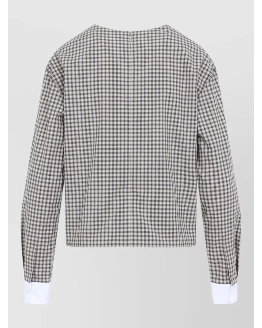 Marni Gray Checked Cotton Long-Sleeve Blouse