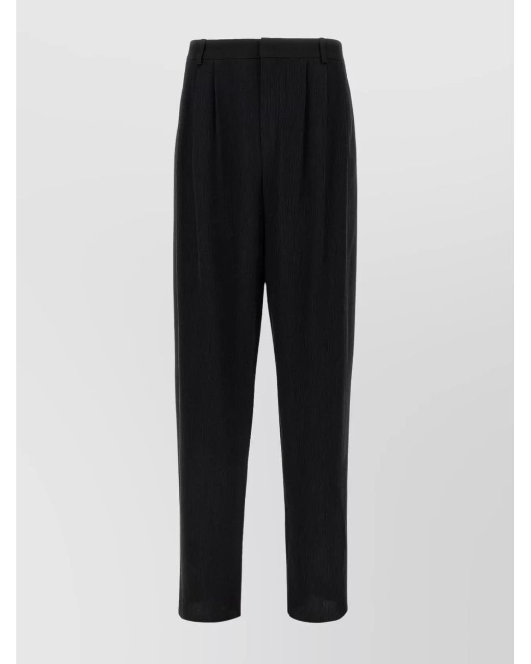 Saint Laurent Black Silk Wide-Leg Tailored Trousers for men