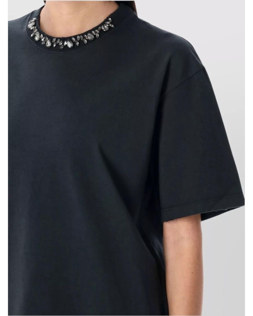 Golden Goose Deluxe Brand Black Cotton Crystal Embellished Boxy T-Shirt