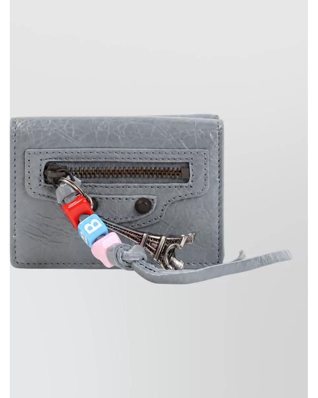 Balenciaga Gray Lamb Leather Mini Wallet