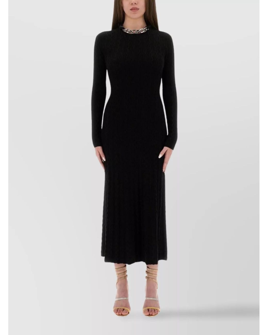 Rabanne Black Knit Dress Chain Neckline