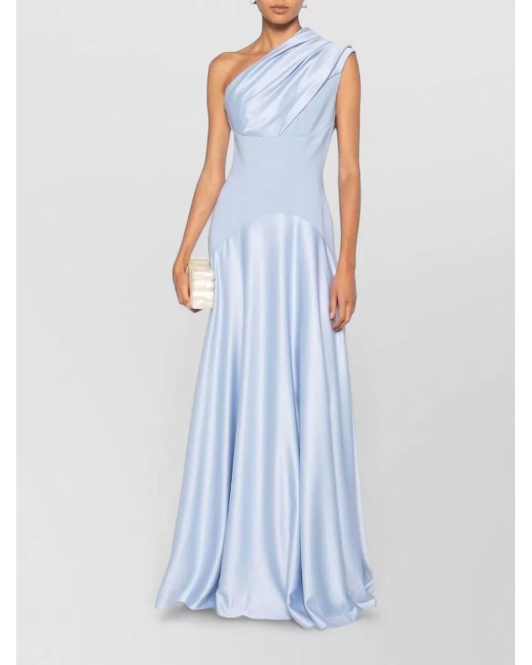 Solace London Blue Draped One-Shoulder Sleeveless Maxi Dress