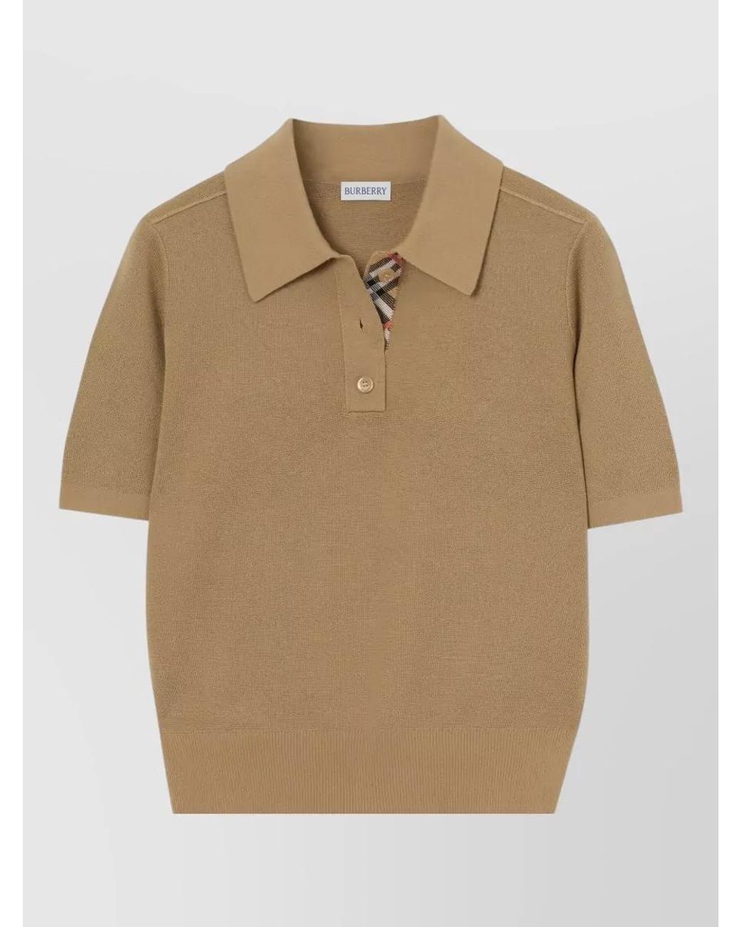Burberry Natural Merino Wool Short-Sleeve Polo Top