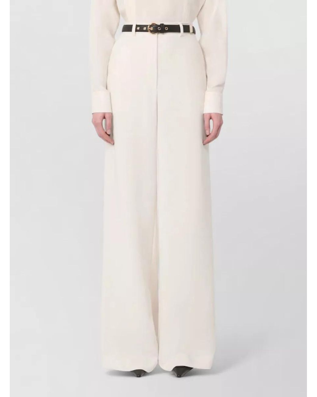 Max Mara White Wide-Leg Mid-Rise Trousers