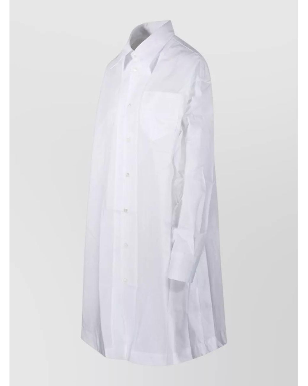AMI White Cotton Wide Shirt Dress