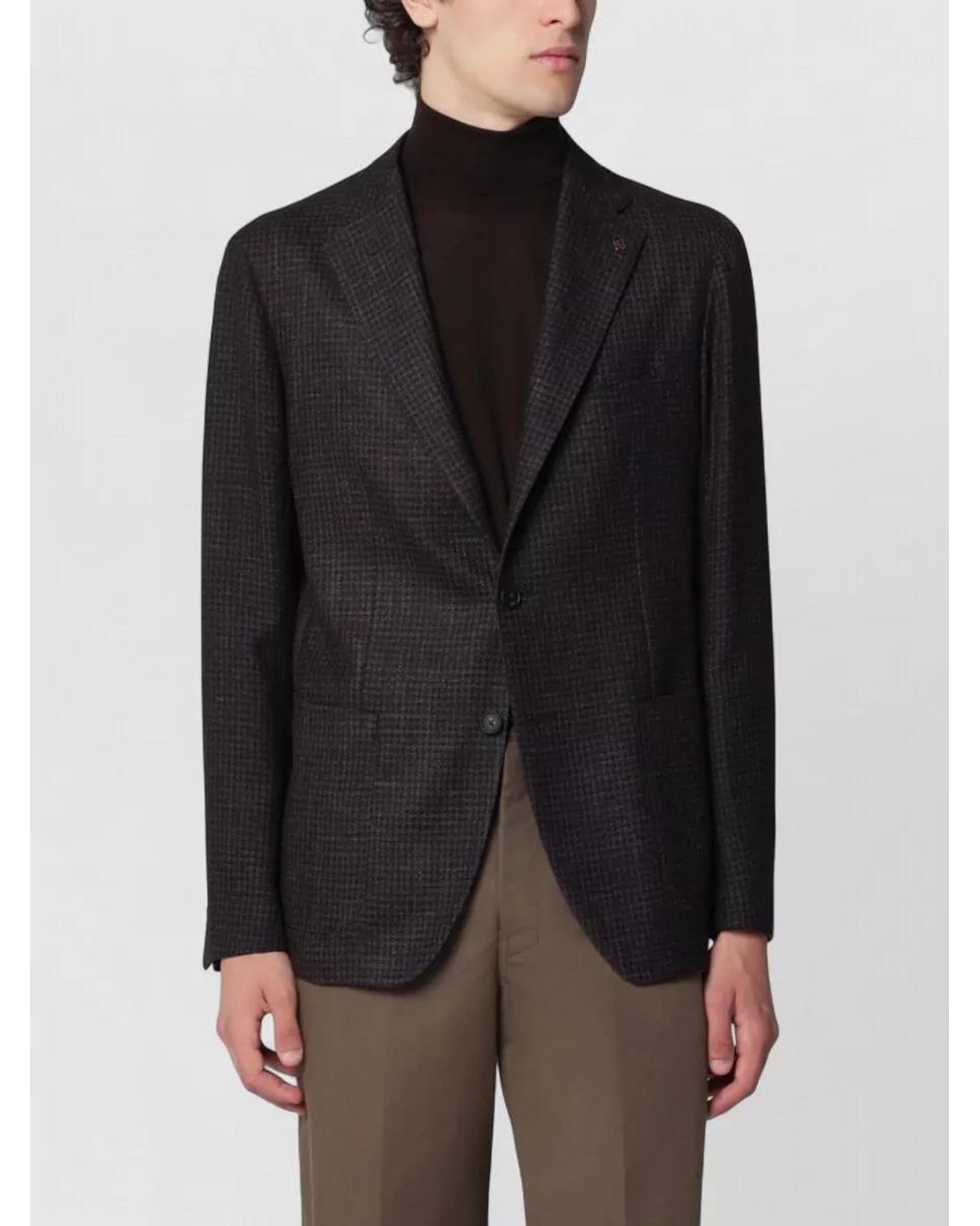 Tagliatore Black Virgin Wool Silk Single-Breasted Suit Jacket for men
