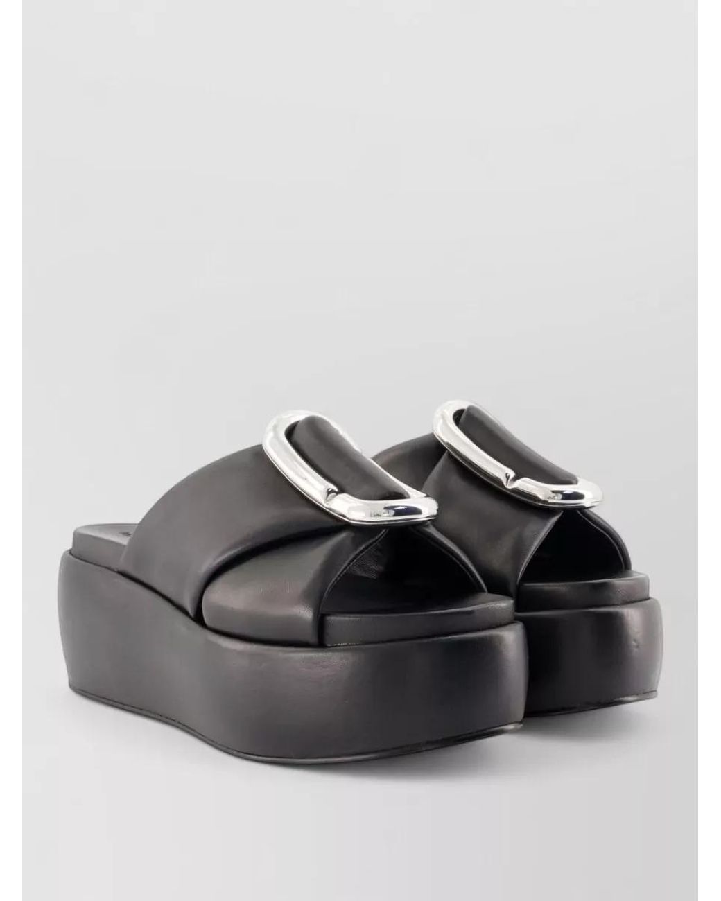 Marc Jacobs Black Leather Platform Mules