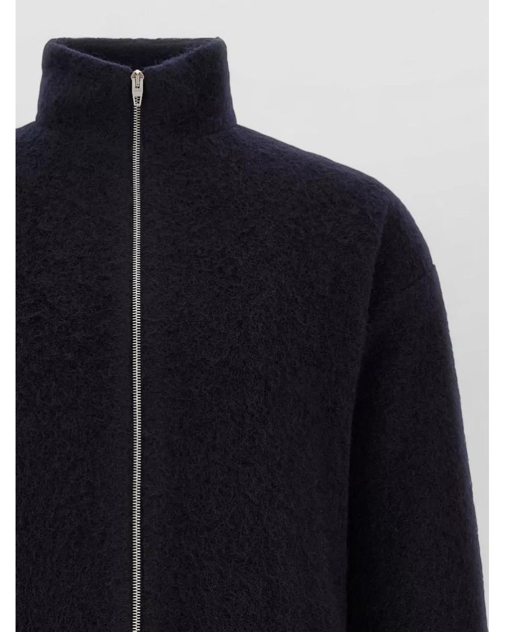 Jil Sander Blue Wool Blend Zip Sweatshirt Jacket for men
