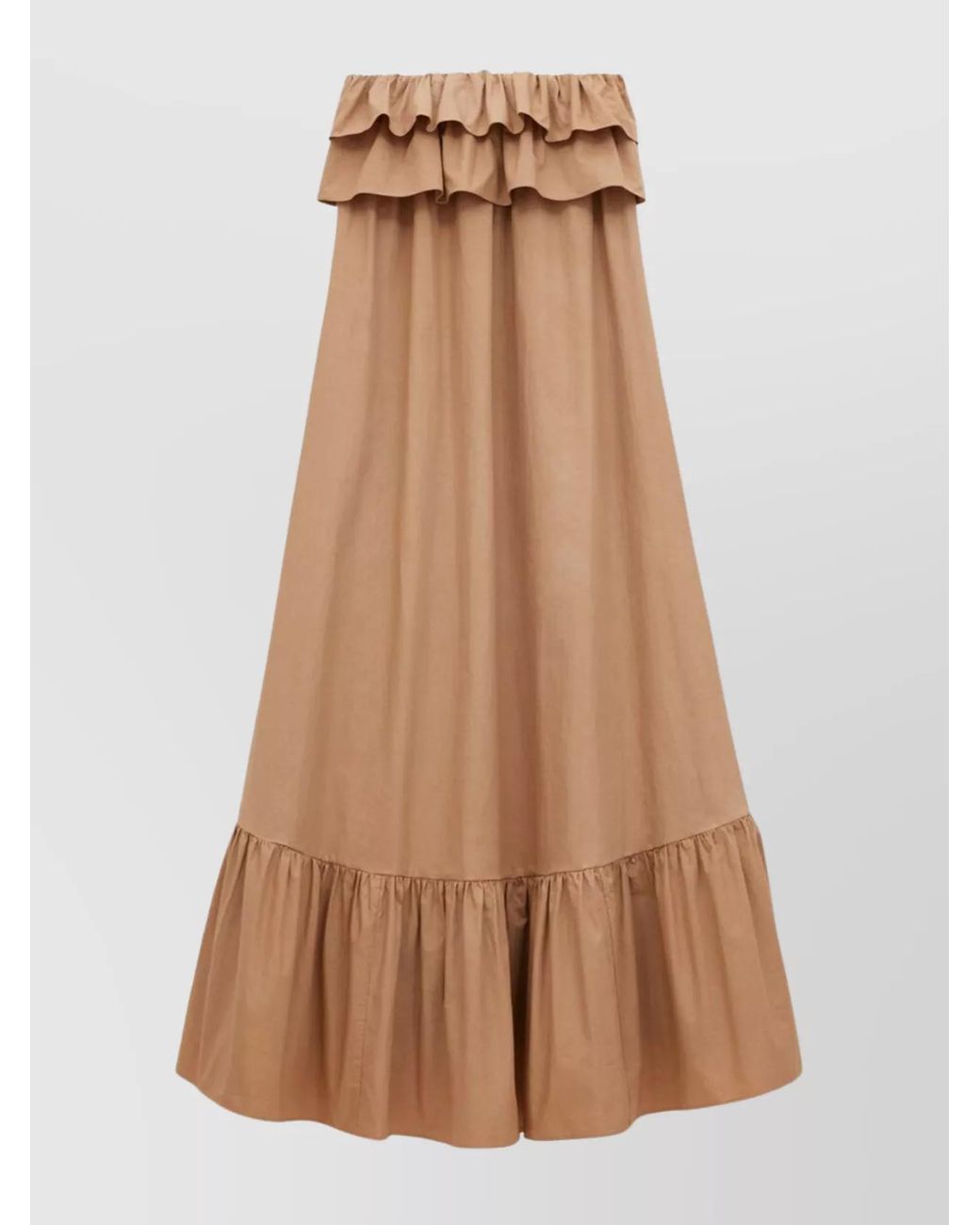 Saint Laurent Natural Cotton Twill Ruffle Dress