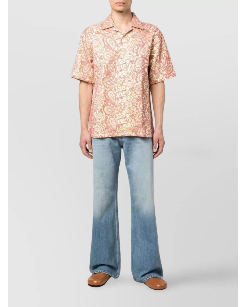 Bluemarble Pink Paisley Print Short Sleeve Shirt for men