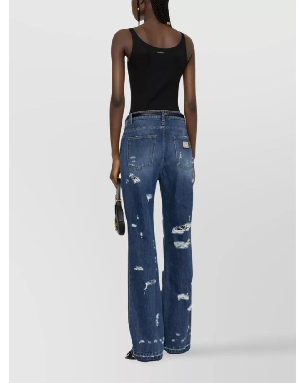 Dolce & Gabbana Black Cotton Ribbed Scoop Neck Tank Top