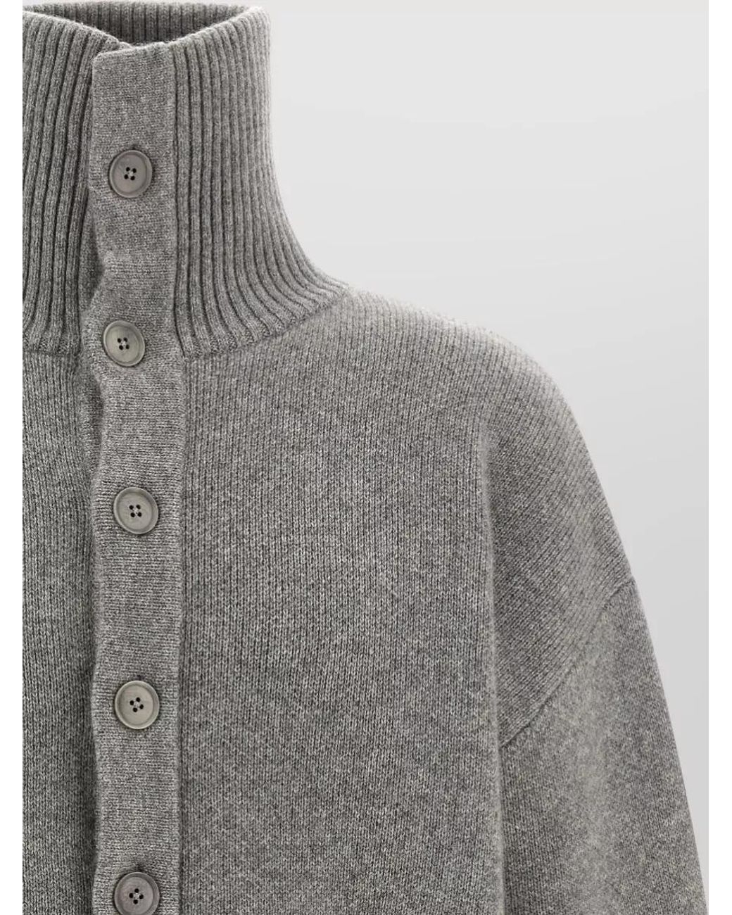 Extreme Cashmere Gray Cashmere Ribbed High Neck Cropped Bomber Jacket for men