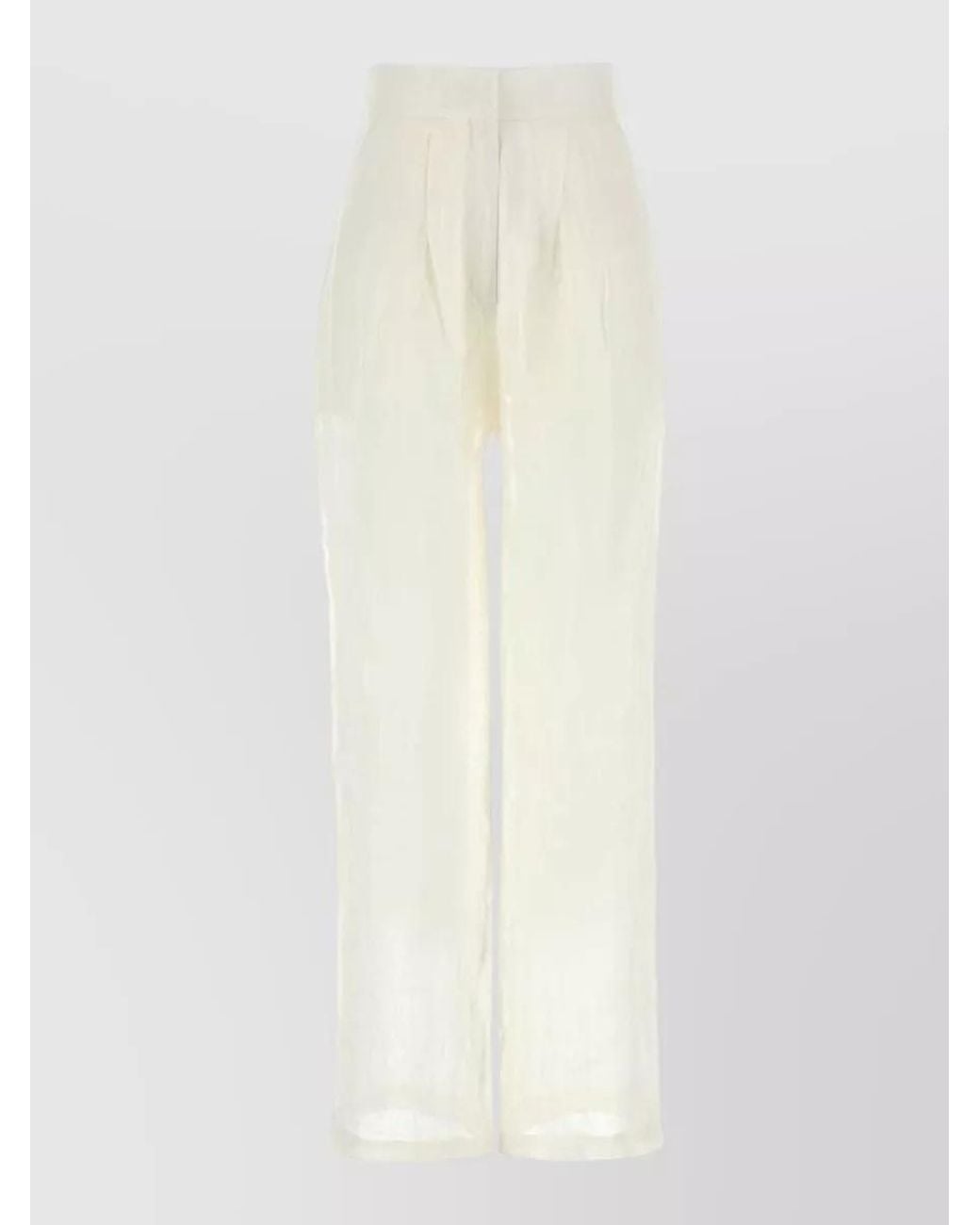 LeKasha White Linen Wide-Leg Trousers